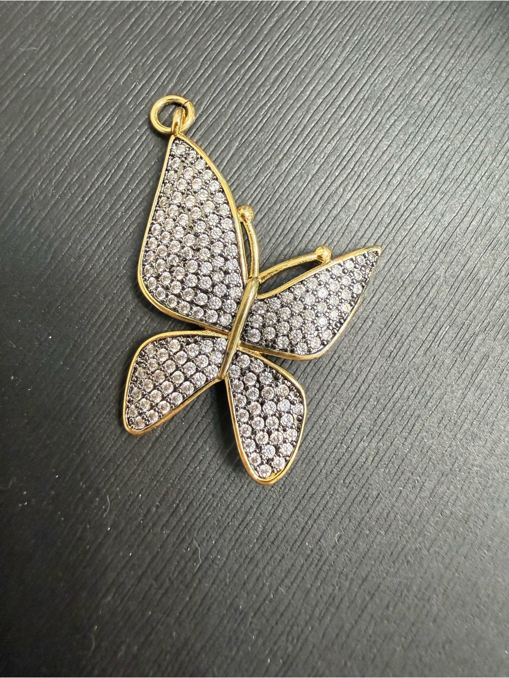 Gold-Tone Butterfly Pendant with Clear Crystal Accents